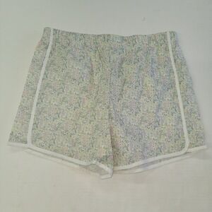 Minnow Girls Floral Bouquet Shorts 13 14 White Pink Green Pastel Elastic Waist